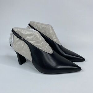Vince Devi Black Leather Slingback Heels Pointed Toe Pumps Women's Size 9M